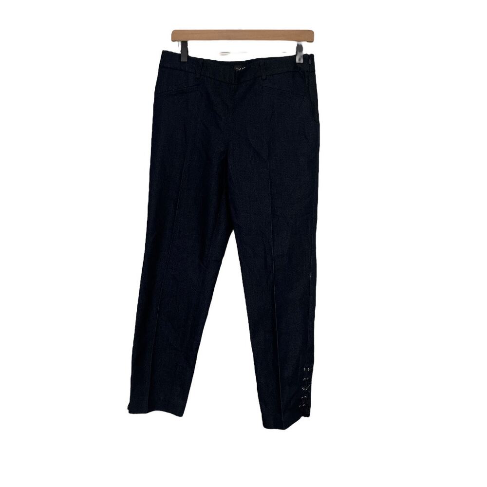 Talbots Womens Dark Blue Lace Up Cuff Detail Career Pants Size 4